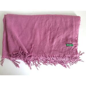 United Colors of Benetton Pink Fringe Wide Scarf Shawl